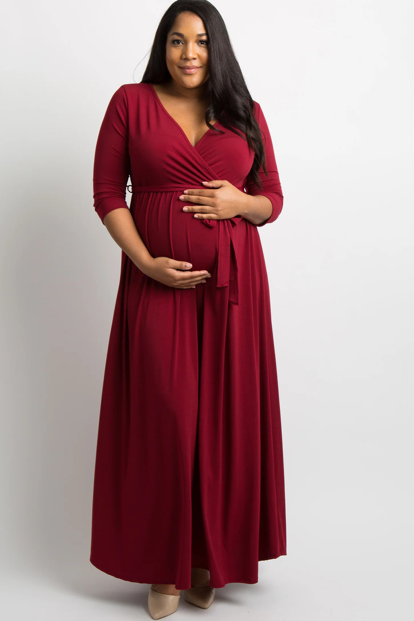 PinkBlush Navy Blue Sash Tie Wrap Plus Maternity Maxi Dress | PinkBlush Maternity