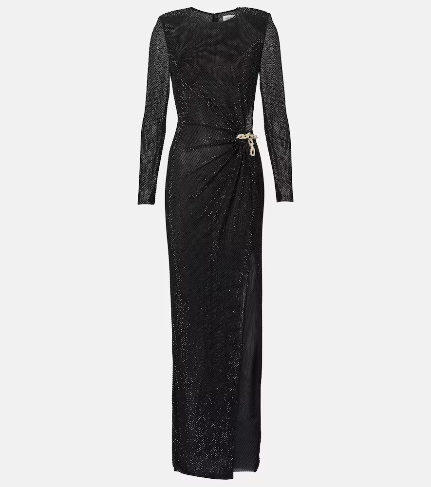 Self-Portrait Rhinestone-embellished mesh maxi dress | Mytheresa (US/CA)