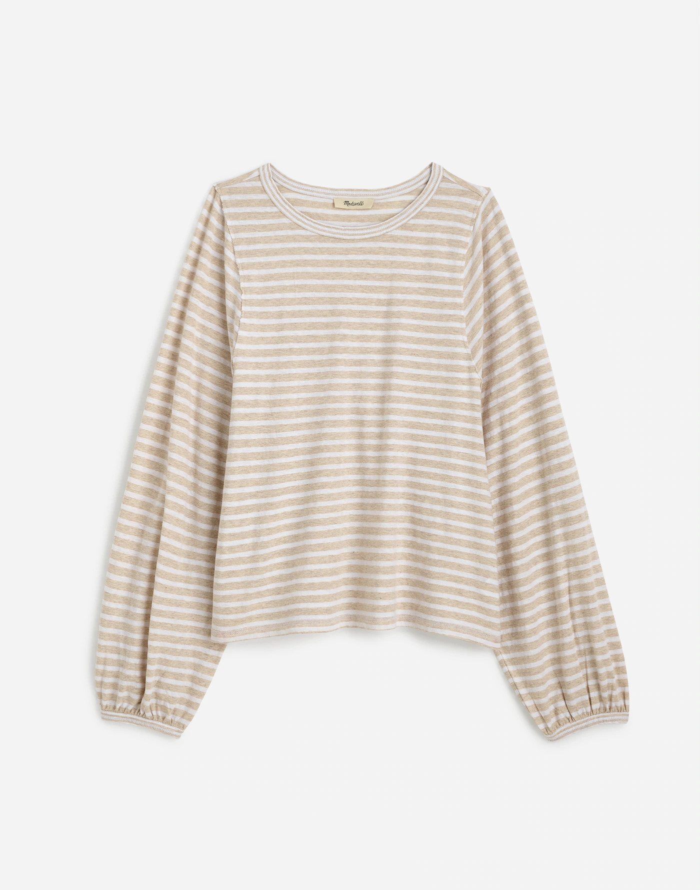 Long Balloon-Sleeve Crewneck Tee in Stripe | Madewell | Madewell