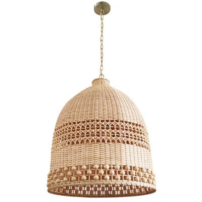 16“/24” Handwoven Rattan Pendant Light - Modern Bohemian Style with Wooden Bead Accents, Perfect for Living Room, Dining Room, Bedroom, and Home Décor | Wayfair North America