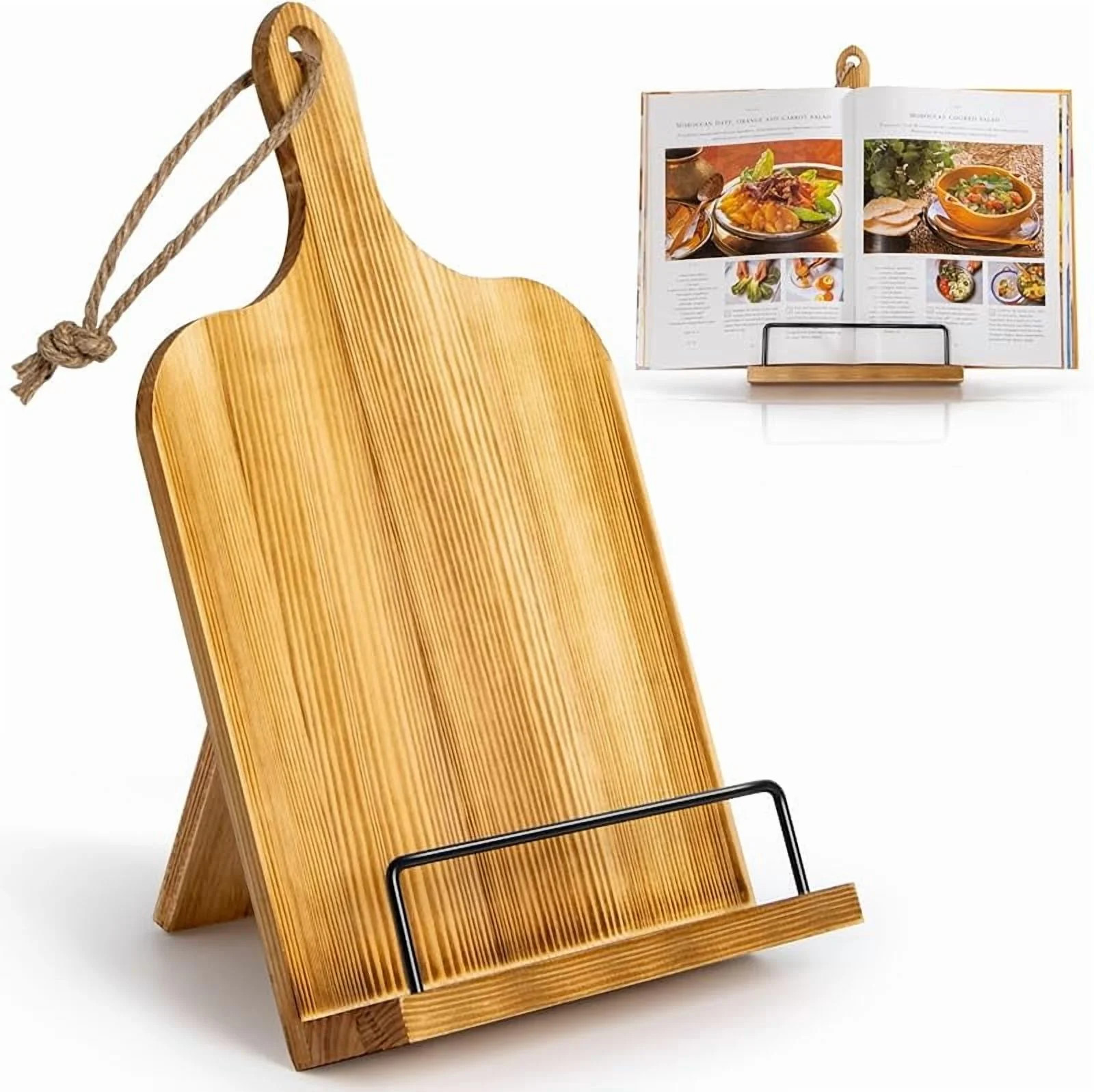 WZW Cook Book Stand for Kitchen Counter, Wooden Cookbook Holder, Adjustable Recipe Book Holder - ... | Walmart (US)