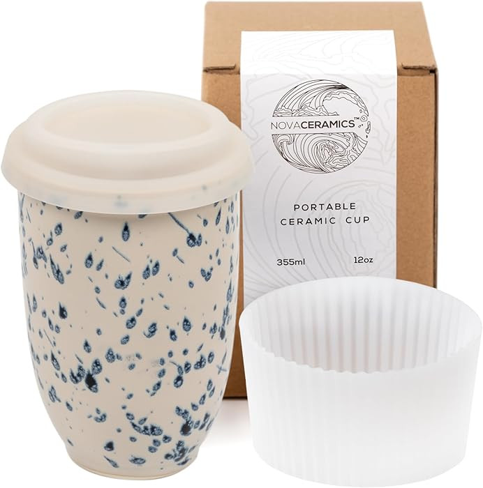 NOVA CERAMICS Travel Mug - Travel Size Mug – Reusable Coffee Mug Unique to Go Mug – Microwave... | Amazon (US)