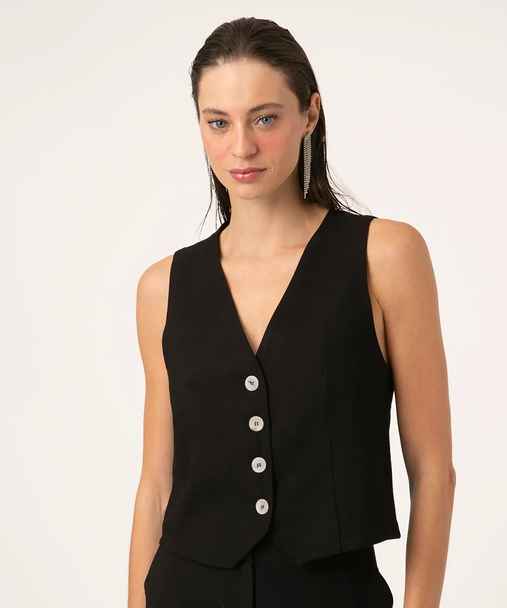 colete alfaiataria botões preto | C&A (BR)