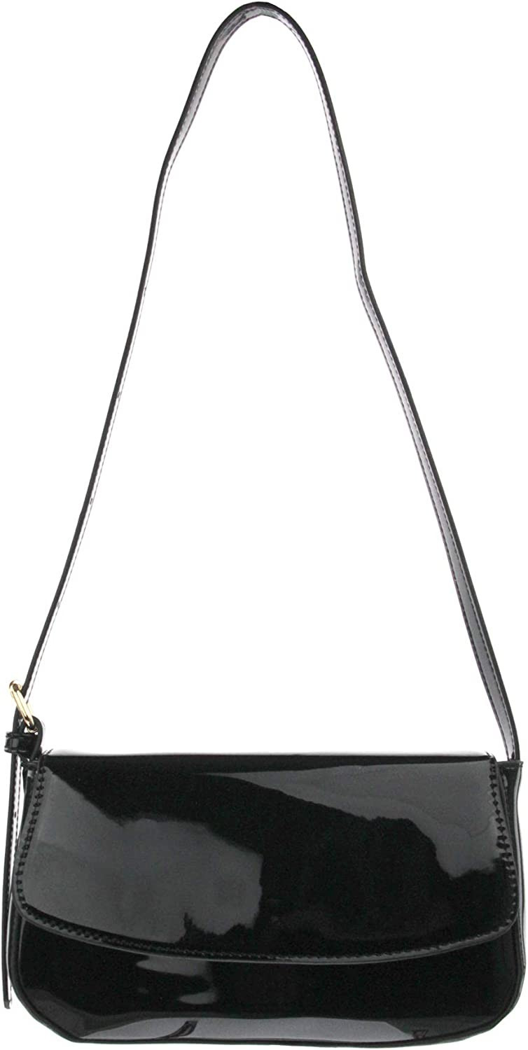 Olivia Miller Women's Fashion Faux Patent Leather Shoulder Bag w Adjustable Strap, Casual 90s Y2K... | Amazon (US)