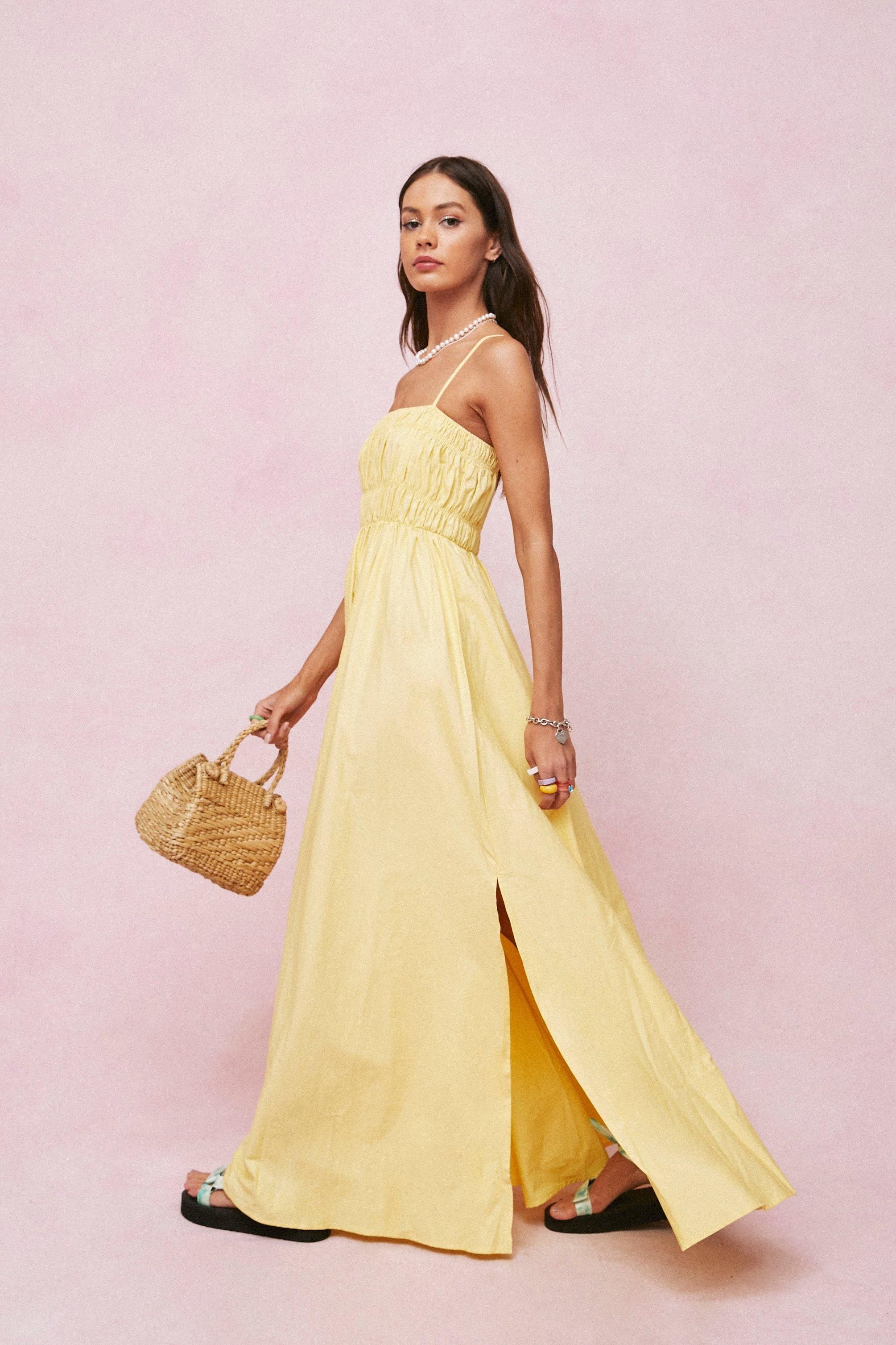 Shirred Bust Square Neck Maxi Smock Dress | Nasty Gal (US)