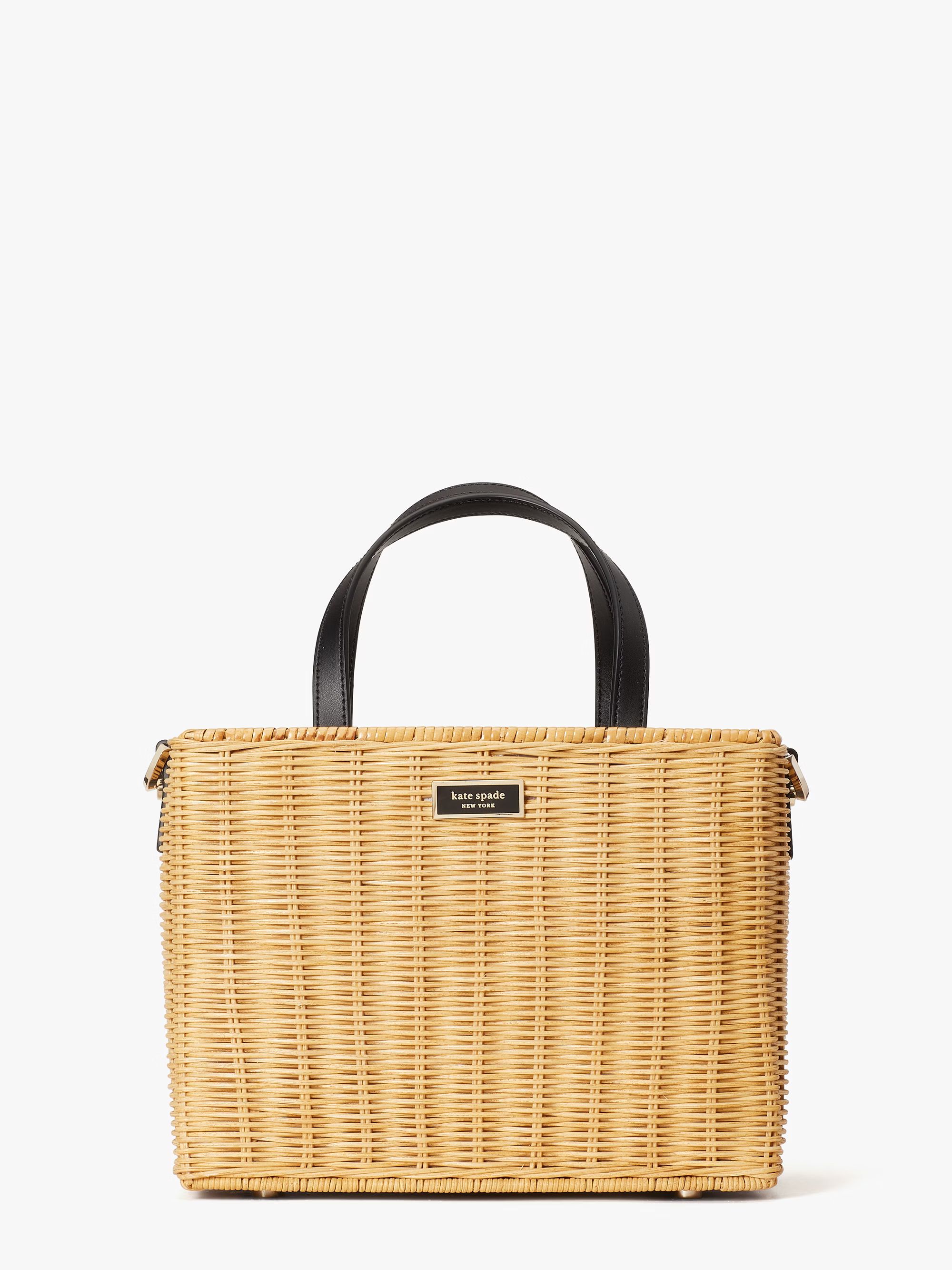 sam gingham wicker medium satchel | Kate Spade (US)