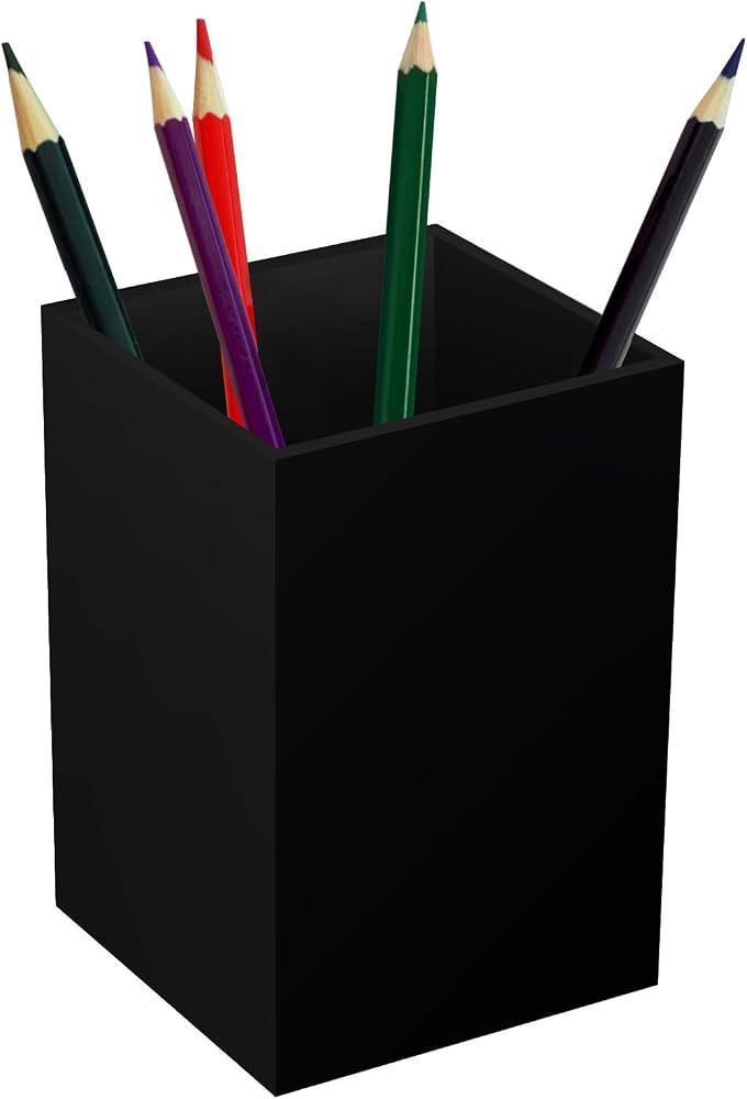 Acrylic Pen Holder for Desk, Black Pencil Organizer, Makeup Brush Holder Cup Storage Office Deskt... | Amazon (US)