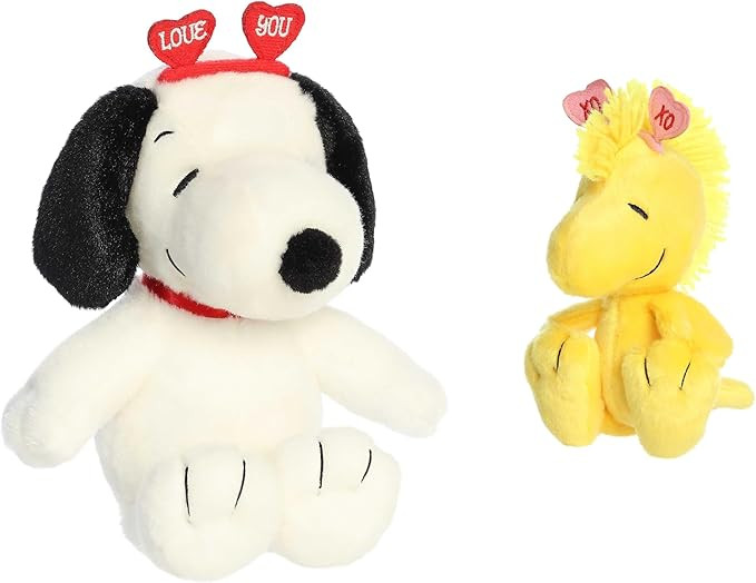 Aurora Peanuts Love On The Mind Valentine Plush Bundle, 9" Snoopy and 6" Woodstock | Amazon (US)