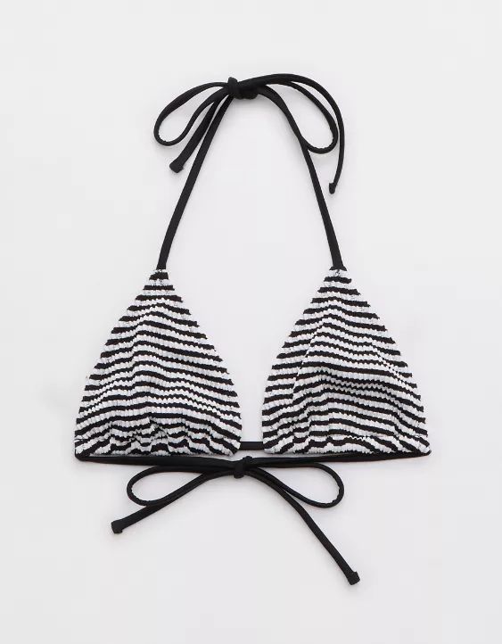 Aerie Crinkle Stripe String Triangle Bikini Top | Aerie