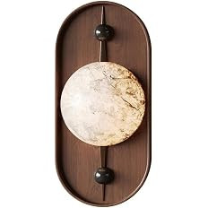 Retro Industrial Farmhouse Interior Wall Sconce, Round Marble Lampshade Wall Light, Marble with T... | Amazon (US)