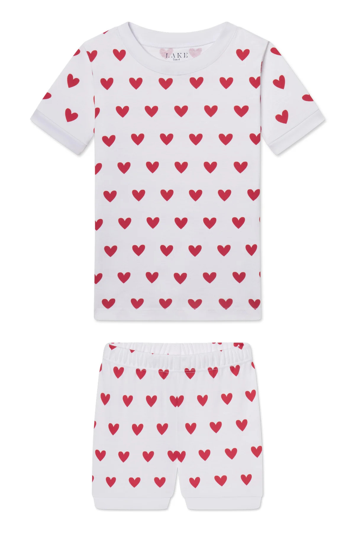 Kids Shorts Set in Classic Red Heart | Lake Pajamas
