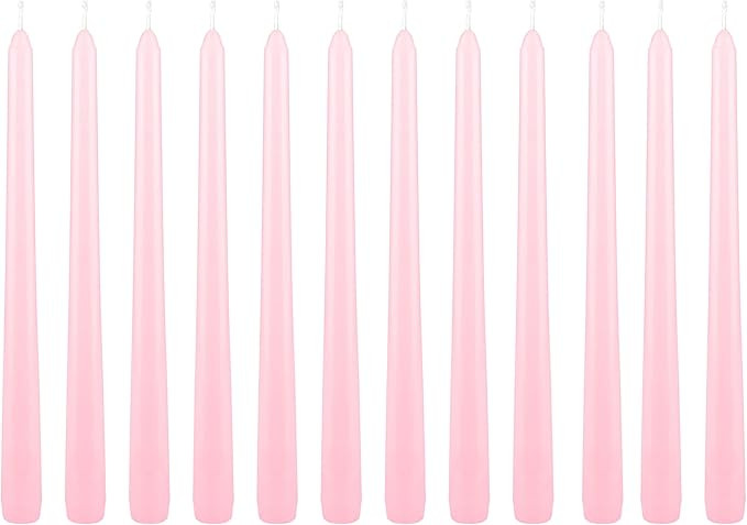 Mega Candles 12 pcs Unscented Pink Taper Candle, Hand Poured Wax Candles 10 Inch x 7/8 Inch, Home... | Amazon (US)