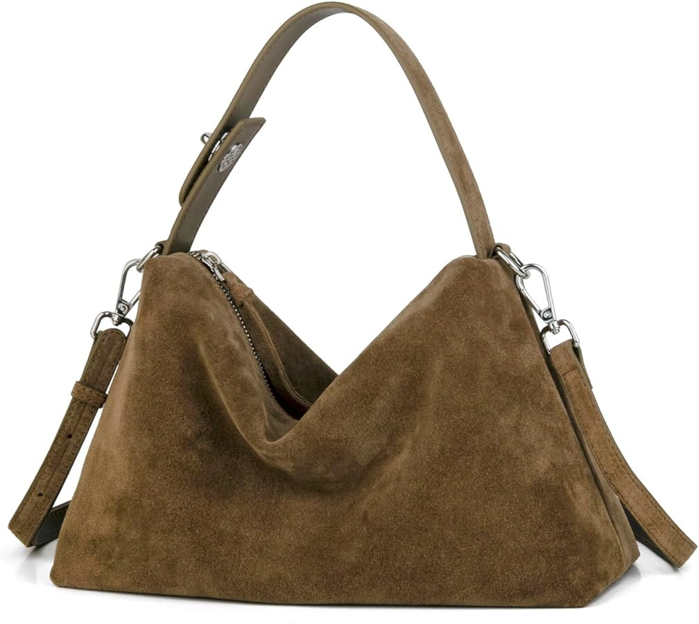 Premium Suede Leather Crossbody Bags for Women, Slouchy Suede Shoulder Bag with Adjustable Strap ... | Amazon (US)