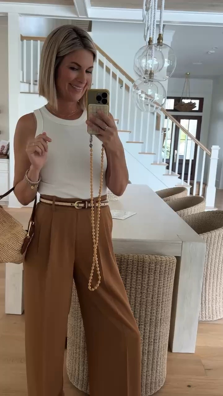 Wearing small tall in these pull on trousers. I am 5’11”.  Use my new customer discount code for 15% off the pants.  RACHELXSPANX.  Small tank. Sandals true to size.  Business casual.  Travel outfit. Tall friendly.

#LTKTall #LTKOver40 #LTKootd