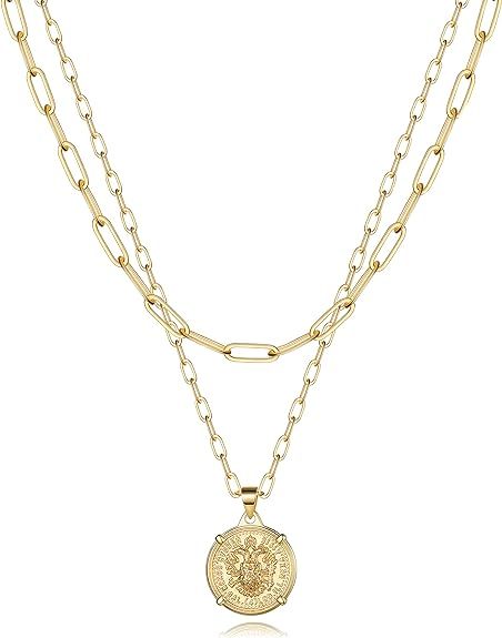 Turandoss Dainty Gold Choker Necklaces for Women - 14K Gold Plated Handmade Medallion Snake Link ... | Amazon (US)