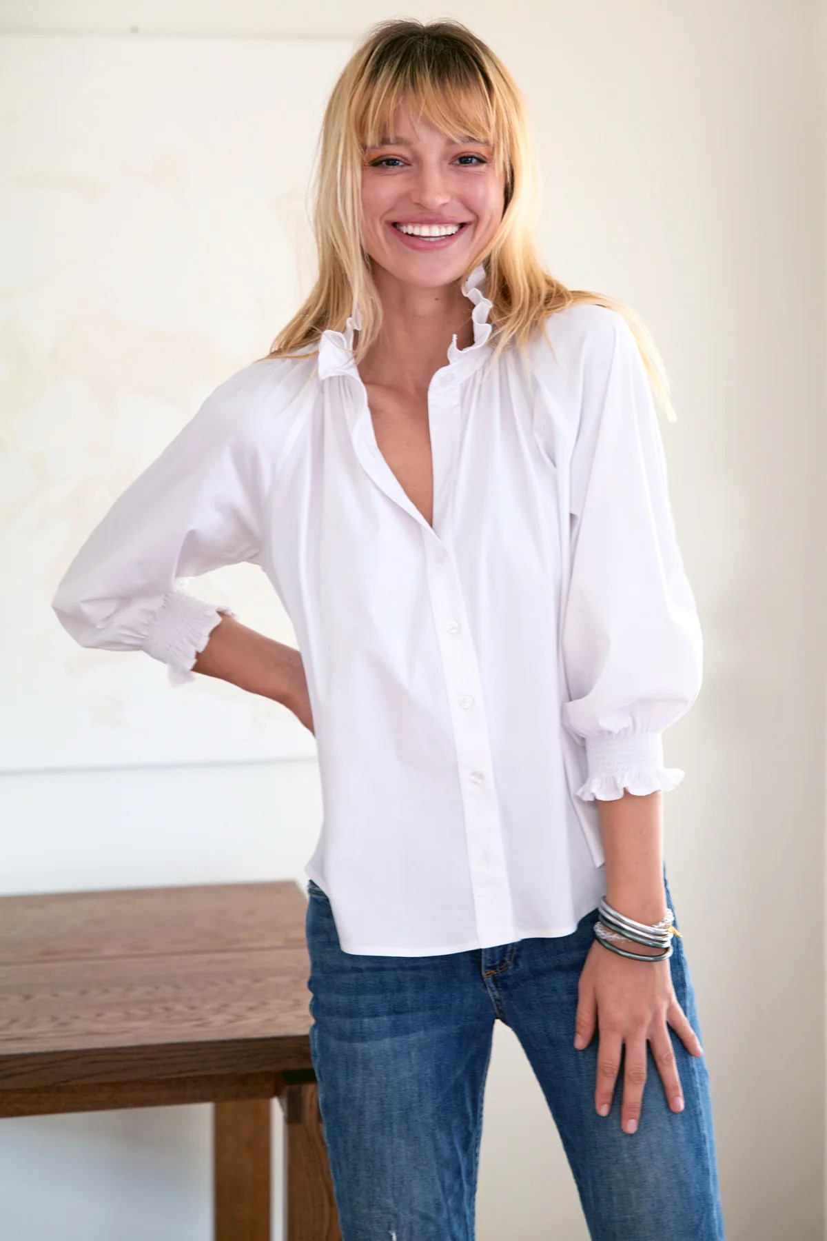 Fiona White Silky Poplin Shirt | Finley Shirts