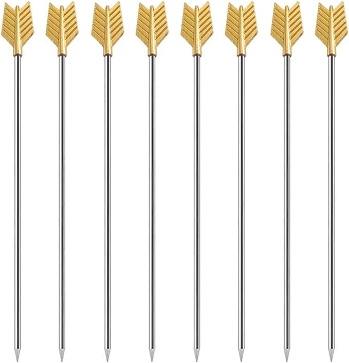 Gold Arrow Design Garnish Cocktail Pick,JfwuHap 8Pcs Martini Picks Fruit Toothpicks Sticks for Fr... | Amazon (US)