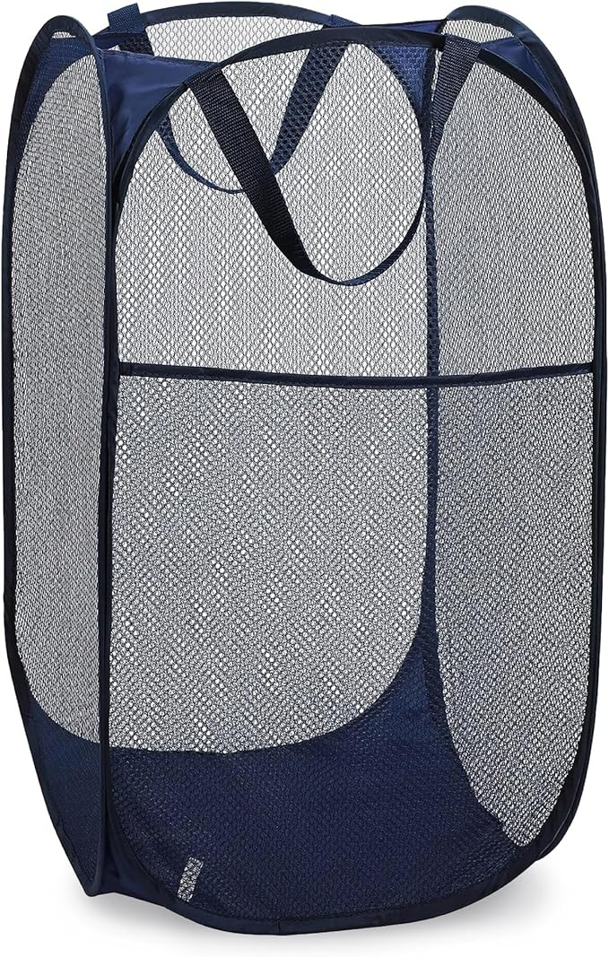 Handy Laundry Collapsible Mesh Foldable Hamper 14" x 14' x 24" Navy Blue | Amazon (US)