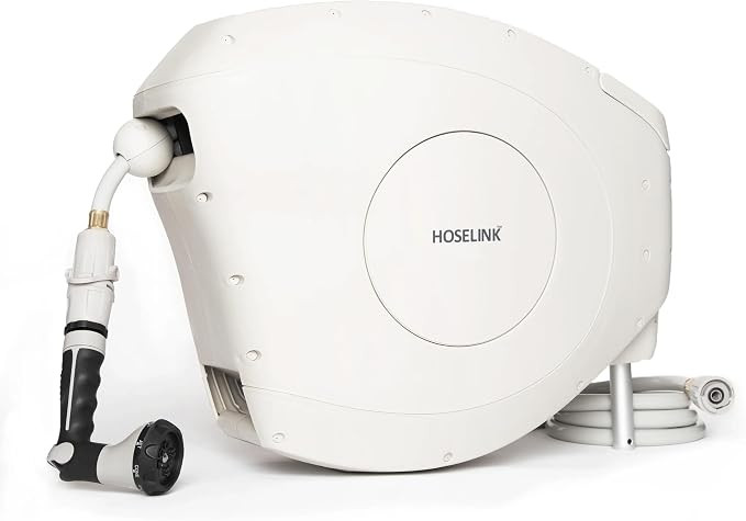 HOSELINK Classic Beige 100ft Automatic Retractable Garden Hose Reel, 1/2" UV-Stabilized Kink-Free... | Amazon (US)