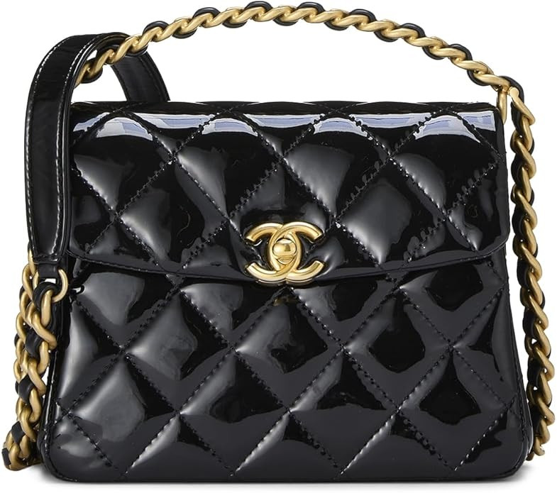 WHAT GOES AROUND COMES AROUND Women's Pre-Loved Chanel Black Patent Top Handle Flap Bag | Amazon (US)
