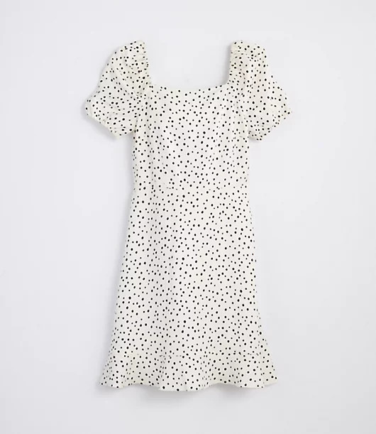 Loft Dotted Tie Back Flare Dress | LOFT