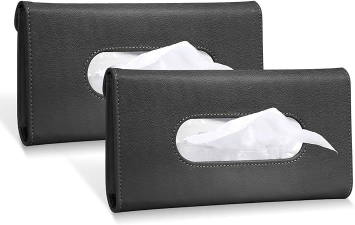 Eiqer 2 Pcs Car Tissue Holder, Visor Tissue Holder Car Tissue Holder for Car PU Leather Tissue Bo... | Amazon (US)