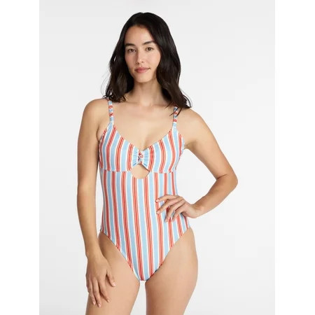 Time and Tru Women s and Women s Plus Knot Front and Keyhole One Piece Swimsuit Sizes XS-3X | Walmart (US)
