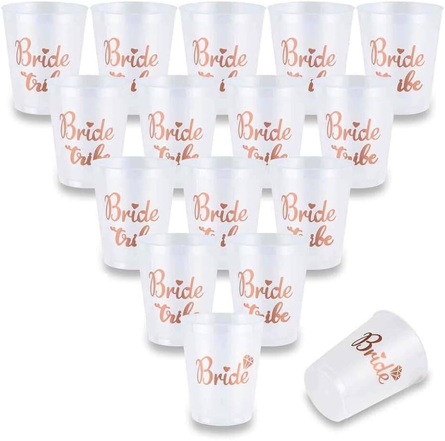 AniSqui 16 Count Bachelorette Party Bride Tribe Cups, Rose Gold Bridal Shower Cups w/2 Bride Cups... | Amazon (UK)
