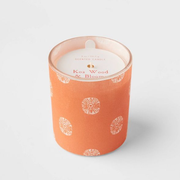 5oz Global Paper Wrapped Glass Koa Wood and Blooms Candle - Opalhouse&#8482; | Target