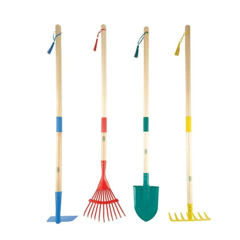 Expert Gardener 4-piece Kids Long Handle Gardening Tool Set, Hoe, Bow Rake, Leaf Rake, Shovel | Walmart (US)