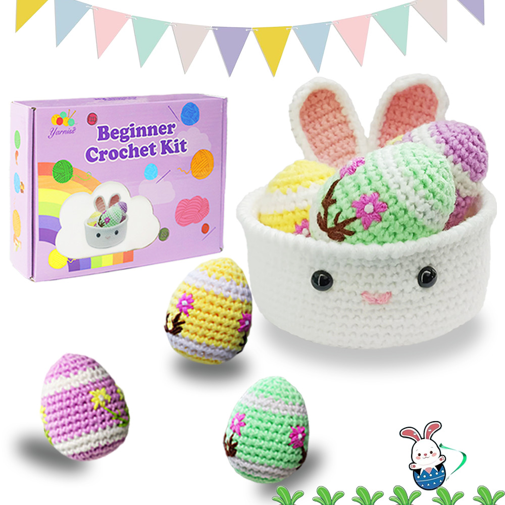 Yarniss Easter Crochet Kit for Beginner, Crochet Starter Kit for Easter Eggs & Basket with Video ... | Walmart (US)