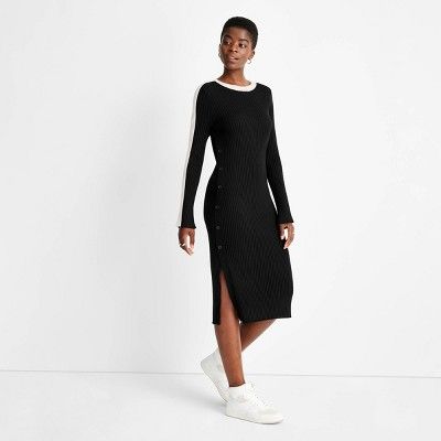 Women's Ribbed Long Sleeve Side Button Sweater Dress - Future Collective™ with Kahlana Barfield... | Target