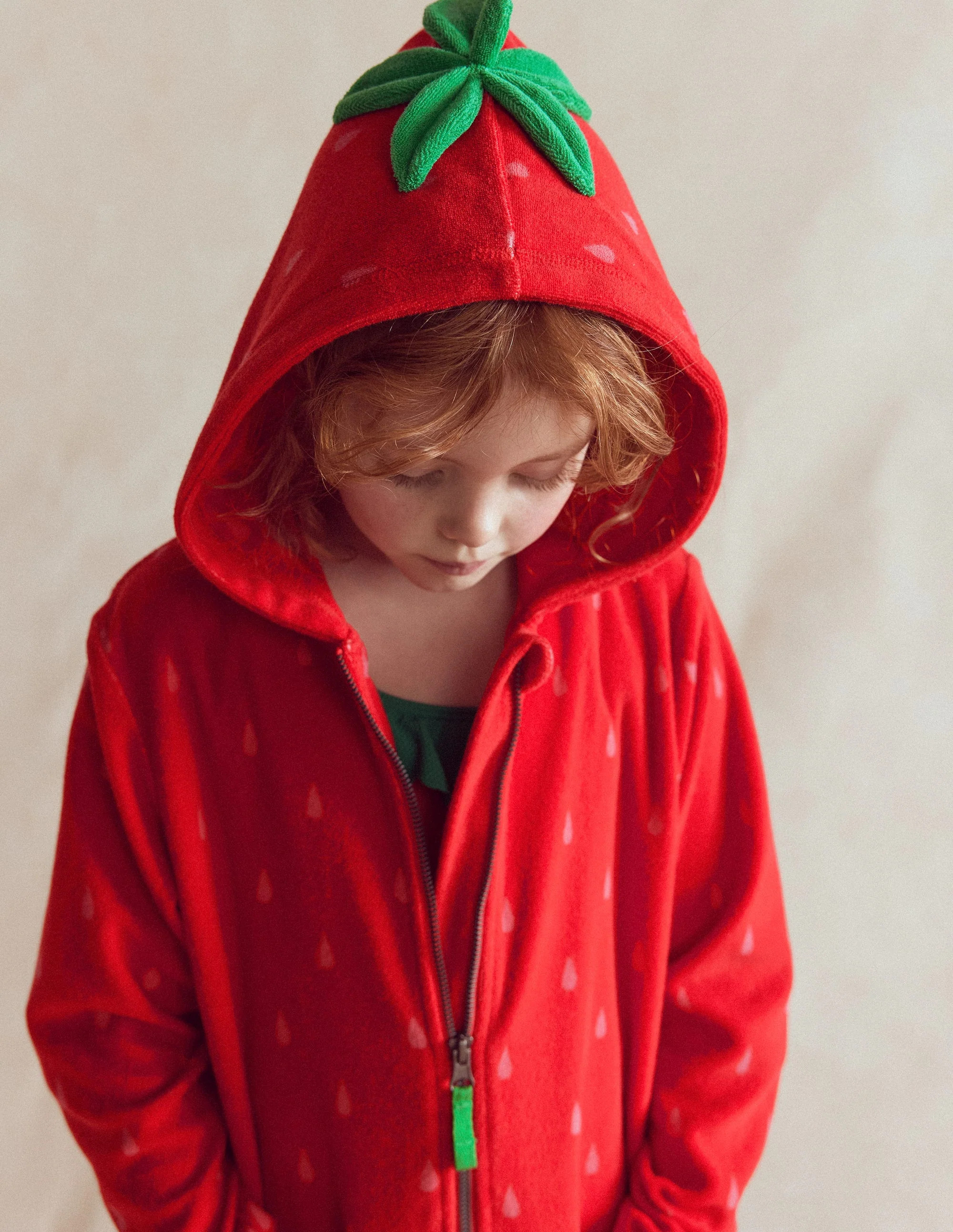 Fun Romie Towelling Zip-up-Strawberry Tart Red | Boden (US)