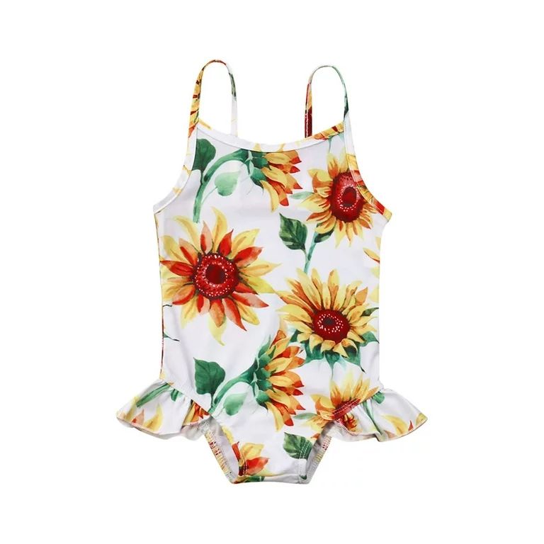 Infant Kids Baby Girls SunFlower Swimwear Romper Sling Bathing Beach Clothes | Walmart (US)