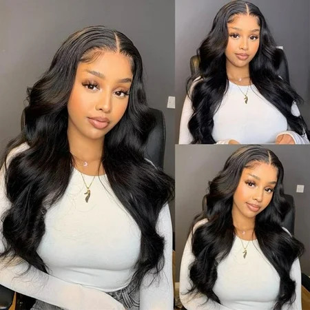 Lace Front Wigs Human Hair Body Wave 4x4 Lace Closure Wigs Glueless Human Hair Wigs for Black Women Brazilian Virgin Hair Pre Plucked with Baby Hair Natural Black(28 Inch) | Walmart (US)