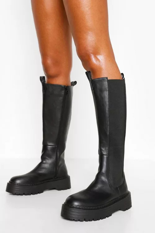 Knee High Chelsea Boots | Boohoo.com (US & CA)