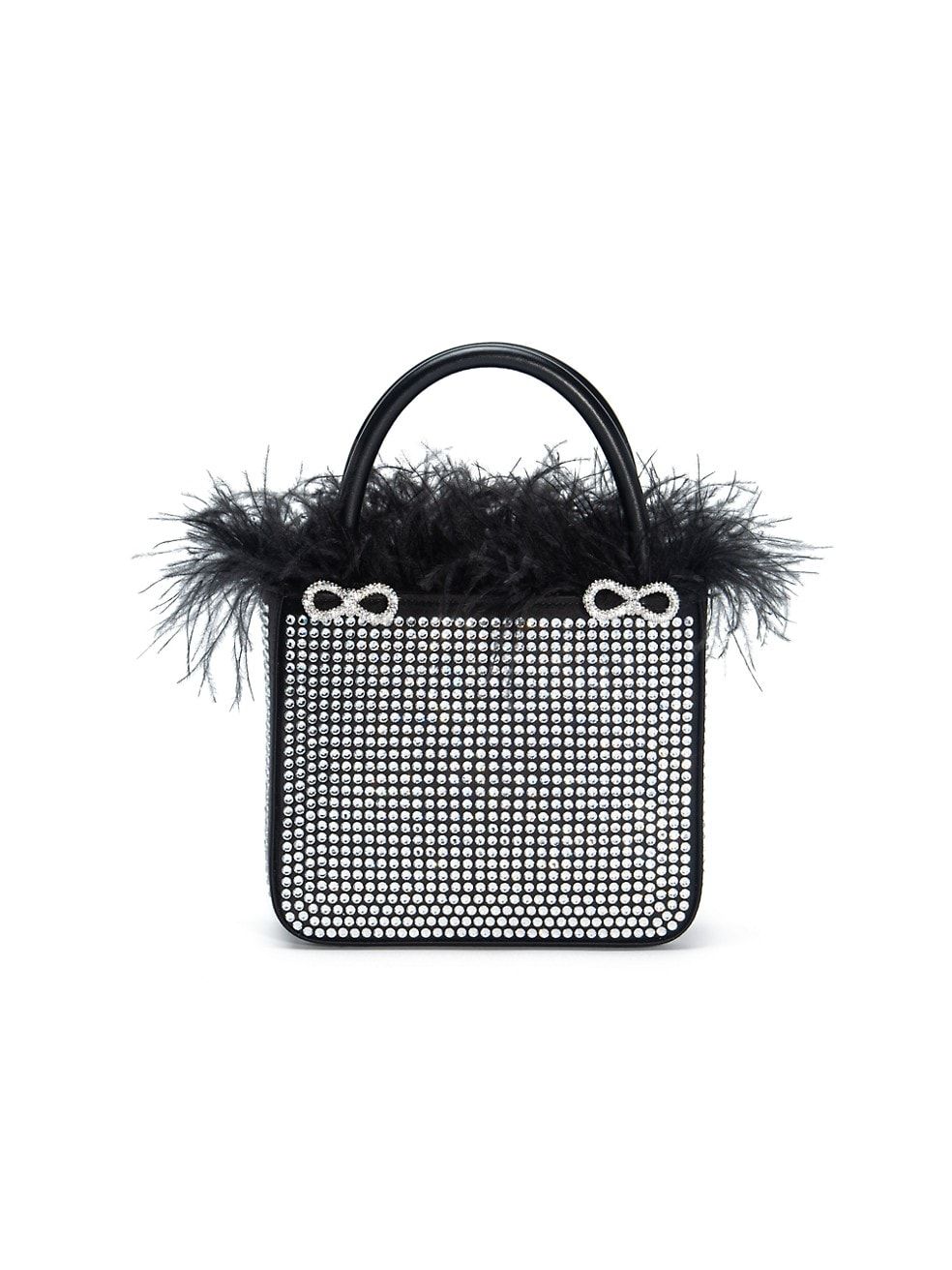 MACH & MACH Crystal Satin Feather-Trim Tote | Saks Fifth Avenue