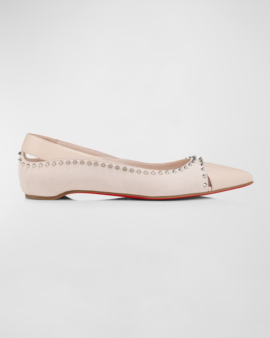 Duvettina Leather Spike Red Sole Ballerina Flats | Neiman Marcus