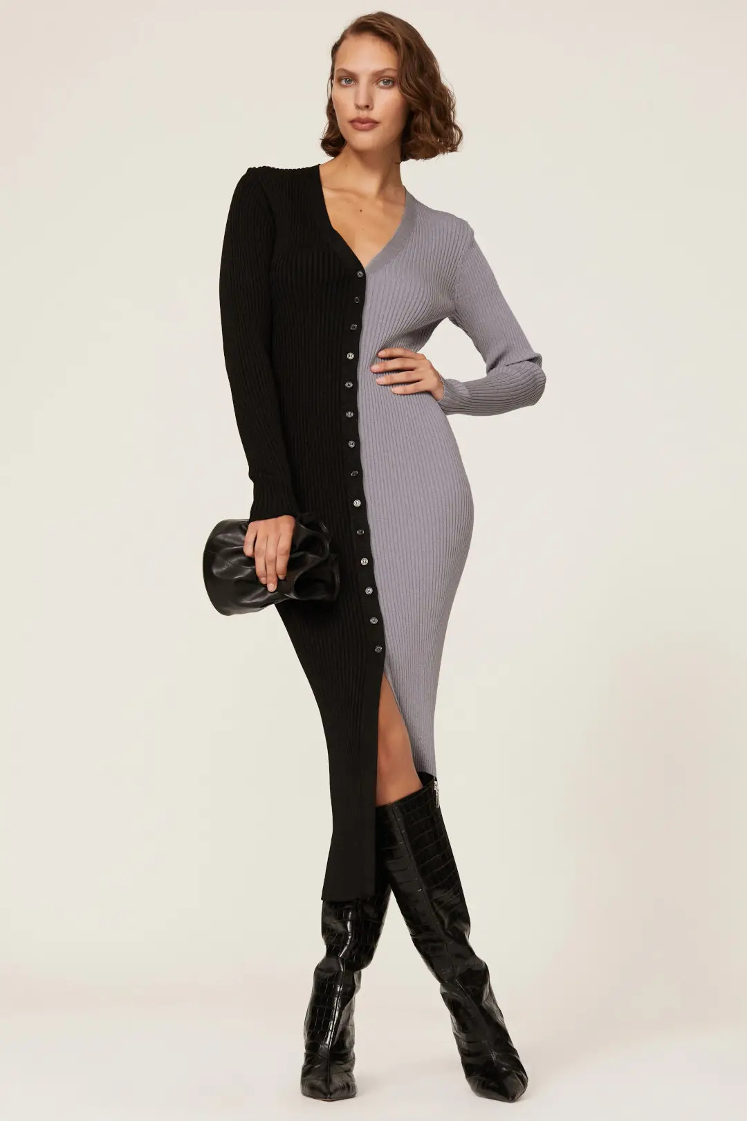 Staud Shoko Sweater Dress Black-grey | Rent the Runway