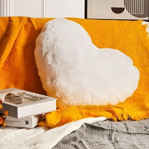 YRXRUS Heart Throw Pillows Decorative Pillows White Heart Shaped Valentine's Day Pillow, Love Coq... | Amazon (US)