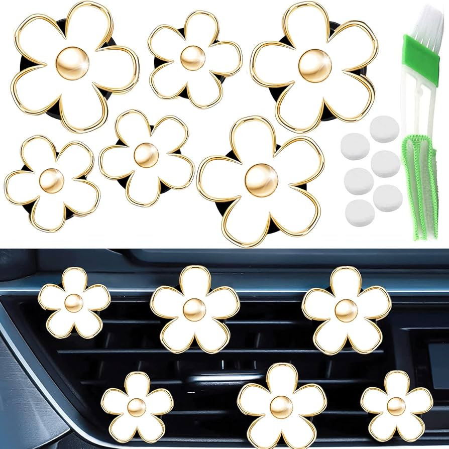Daisy Car Decoration Flower Air Vent Clip Air Conditioning Outlet Clip Car Air Freshener Clip Car... | Amazon (US)