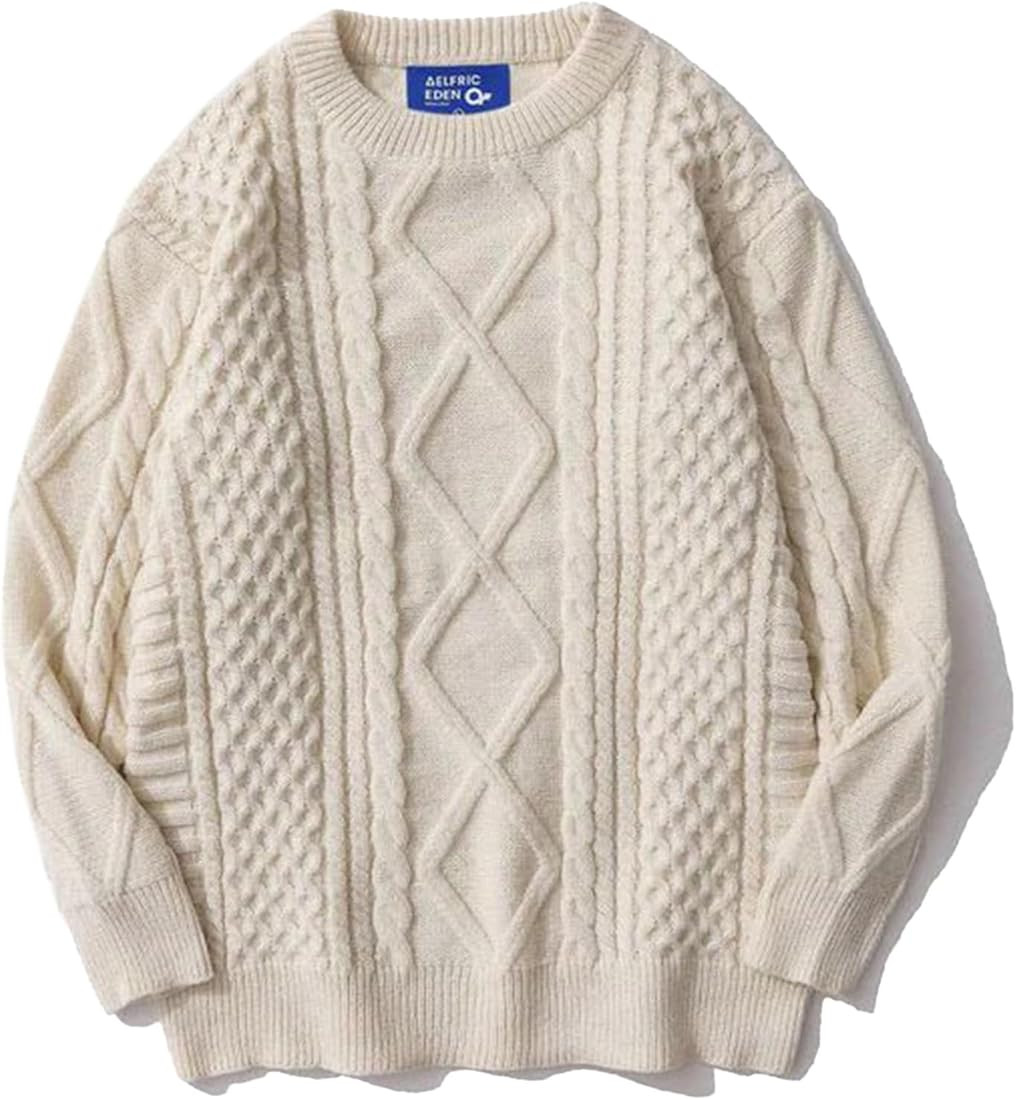 Aelfric Eden Oversized Knit Sweater Solid Vintage Pullover Sweater Unisex Woven Crewneck Knitted ... | Amazon (US)