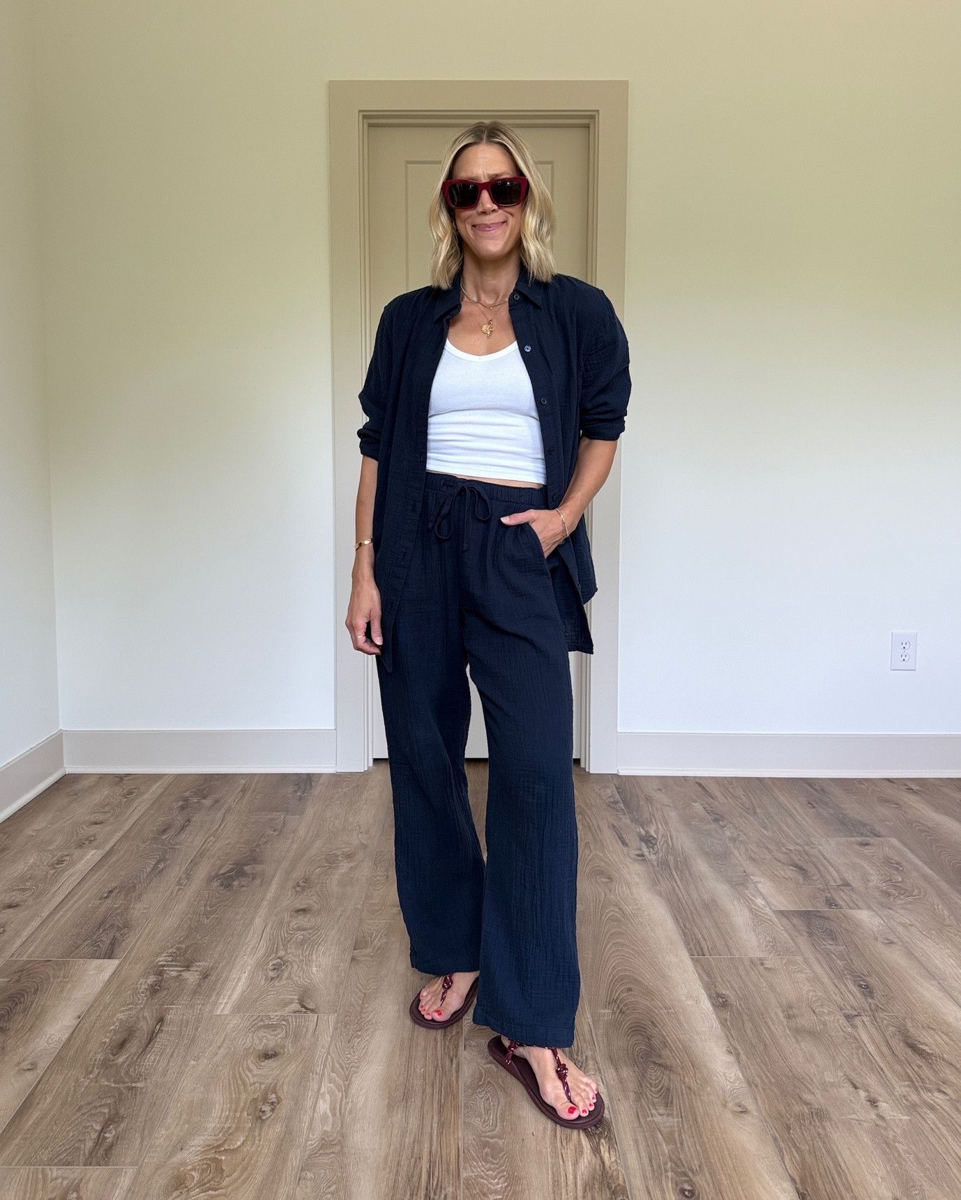 Wearing XS tank, xs gauze shirt, small gauze pants, sandals tts

#LTKootd #LTKSeasonal #LTKOver40