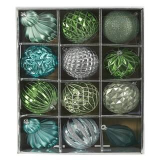 12ct. 4" Green & Silver Shatterproof Luxe Ornament Set | Michaels Stores
