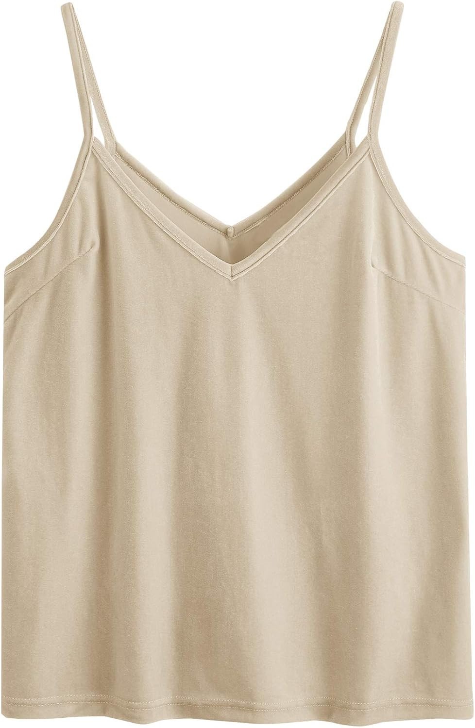 SheIn Women's Casual Basic Strappy Velvet V Neck Cami Tank Top | Amazon (US)