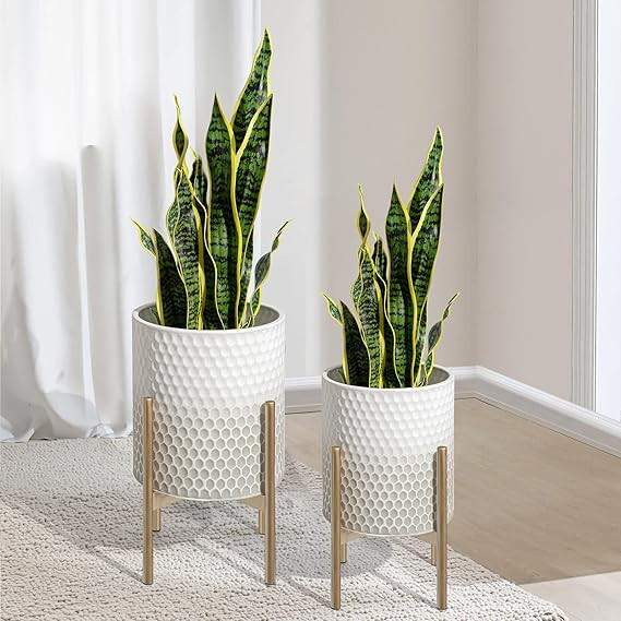 Oakrain Mid Century Planters for Indoor Plants, Set of 2, Modern Decorative Metal Planter Pots fo... | Amazon (US)