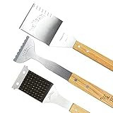 Jim Beam JB0194 3-Piece Barbecue Tool Set with Stainless Steel Cleaning Brush, Silver | Amazon (US)