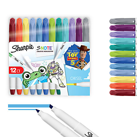 Sharpie S Note Creative Highlighters Toy Story 5 Packaging Chisel Tip Assorted 12 Count - Office ... | Office Depot and OfficeMax 