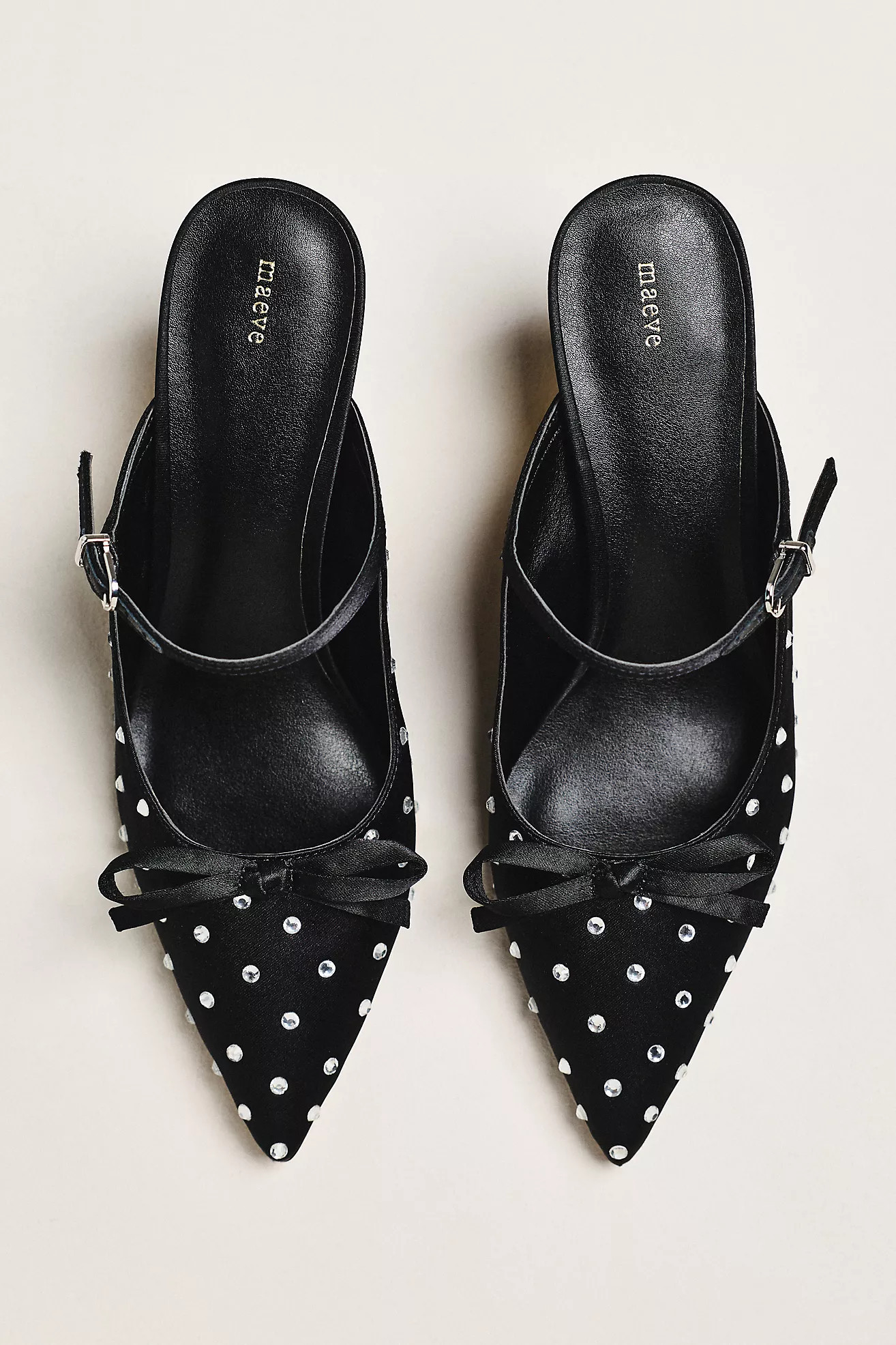 Maeve Bow Kitten-Heel Mules | Anthropologie (US)