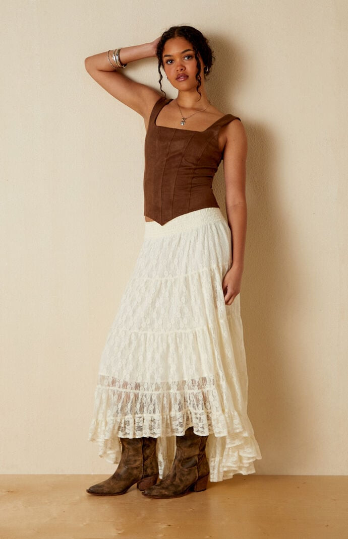 Your Favorite Women's Faux Suede Corset in Brown - Size Small | PacSun